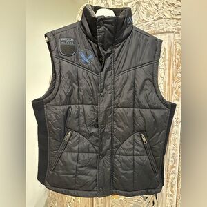 Diesel Vintage Navy Padded Vest with patches.